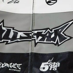 Concert Outfit Hip-Hop Street Style Stitching Pu Motorcycle Jacket