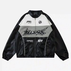 Concert Outfit Hip-Hop Street Style Stitching Pu Motorcycle Jacket