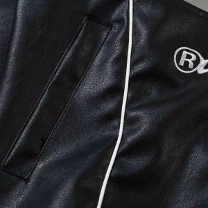 Concert Outfit Hip-Hop Street Style Stitching Pu Motorcycle Jacket