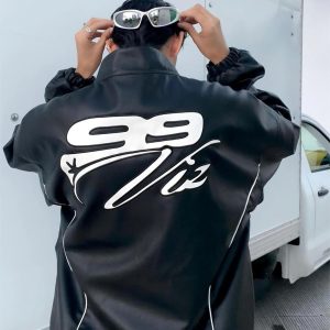 Concert Outfit Hip-Hop Street Style Stitching Pu Motorcycle Jacket
