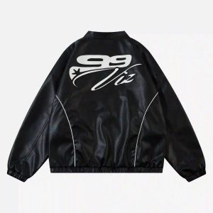 Concert Outfit Hip-Hop Street Style Stitching Pu Motorcycle Jacket