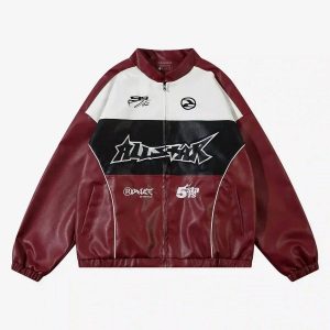 Concert Outfit Hip-Hop Street Style Stitching Pu Motorcycle Jacket