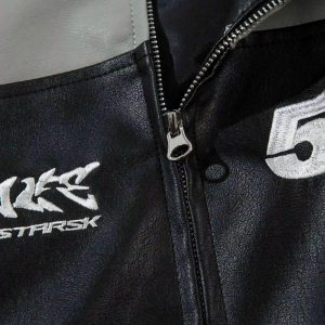 Concert Outfit Hip-Hop Street Style Stitching Pu Motorcycle Jacket