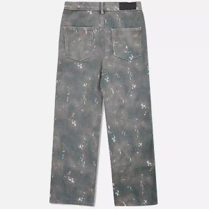 Concert Outfit Hip-Hop Style Ink-Splashed Camouflage Y2K Jeans