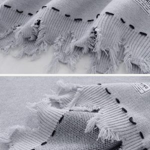 Concert Outfit Hole Raw Edge Sweater Vest