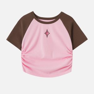 Concert Outfit Hollow Embroidery Pleating Tee