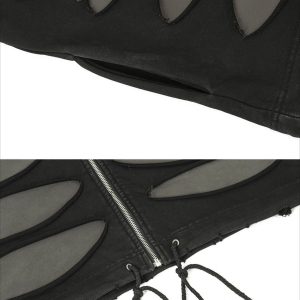 Concert Outfit Hollow Hole Zipper Hoodie