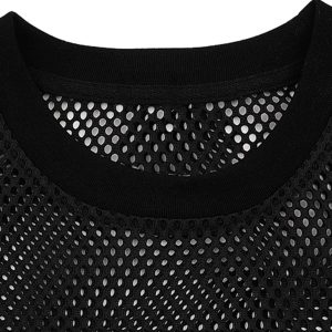 Concert Outfit Hollow Sports Mesh Embroidered Letters Vest