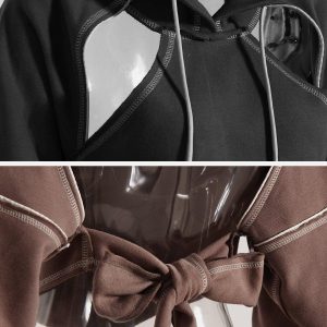 Concert Outfit Hollowed Back Tie-Bow Hoodie
