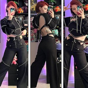 Concert Outfit Hollowed Back Tie-Bow Hoodie