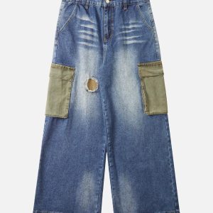 Concert Outfit Homemade Large Pocket Cargo Jeans