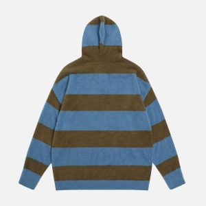 Concert Outfit Hooded Striped Knit Sweater