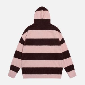 Concert Outfit Hooded Striped Knit Sweater
