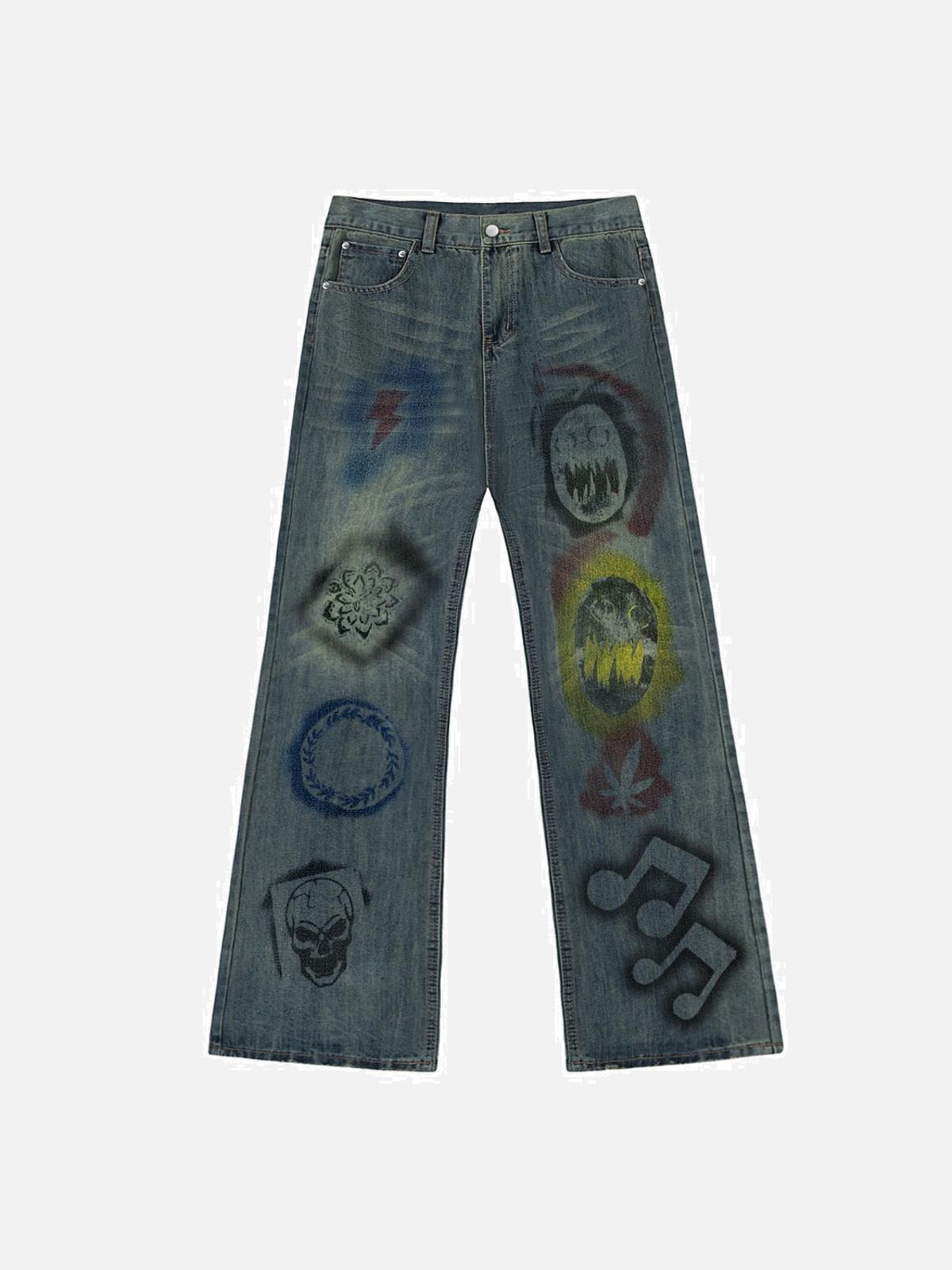 Concert Outfit Icon Graffiti Print Jeans Concert Outfit Icon Graffiti Print Jeans