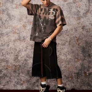 Concert Outfit Ink Splash Letter Print T-Shirt