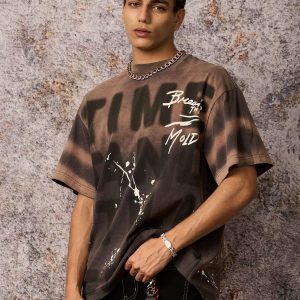 Concert Outfit Ink Splash Letter Print T-Shirt