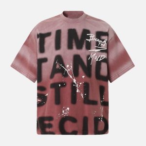 Concert Outfit Ink Splash Letter Print T-Shirt