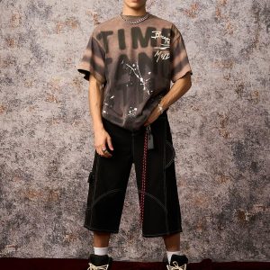 Concert Outfit Ink Splash Letter Print T-Shirt