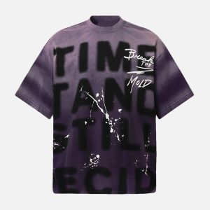 Concert Outfit Ink Splash Letter Print T-Shirt