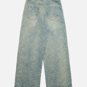 Concert Outfit Ink Splashed Hotfix Rhinestone Baggy Jeans