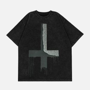 Concert Outfit Inverted Cross Print Tee