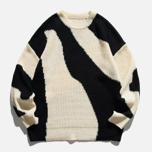 Concert Outfit Irregular Contrast Sweater
