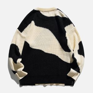 Concert Outfit Irregular Contrast Sweater