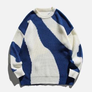 Concert Outfit Irregular Contrast Sweater