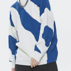 Concert Outfit Irregular Contrast Sweater