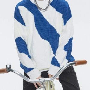 Concert Outfit Irregular Contrast Sweater