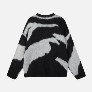 Concert Outfit Irregular Contrasting Color Sweater