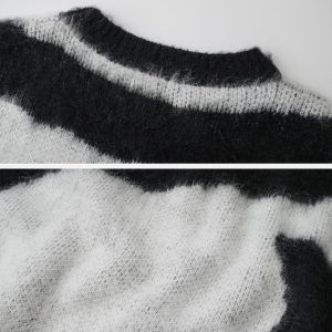 Concert Outfit Irregular Contrasting Color Sweater