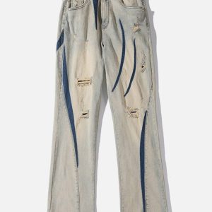 Concert Outfit Irregular Patch Ripped Jeans
