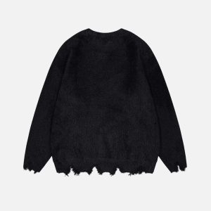 Concert Outfit Irregular Patchwork Distressed Sweater