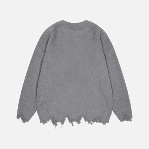 Concert Outfit Irregular Patchwork Distressed Sweater