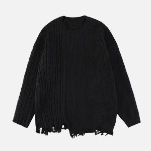 Concert Outfit Irregular Patchwork Twist Sweater