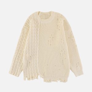 Concert Outfit Irregular Patchwork Twist Sweater