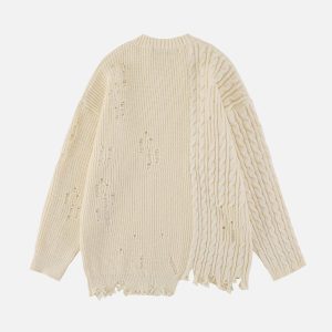 Concert Outfit Irregular Patchwork Twist Sweater