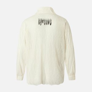 Concert Outfit Irregular Pleated Print Shirt