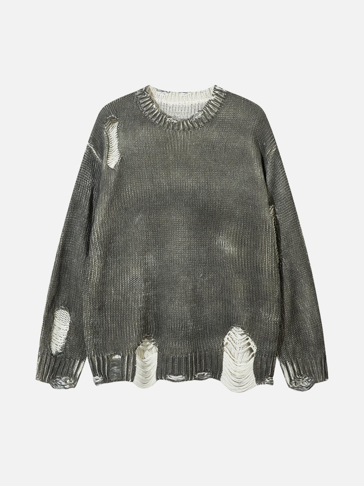 Concert Outfit Irregular Ripped Round Neck Sweater Concert Outfit Irregular Ripped Round Neck Sweater