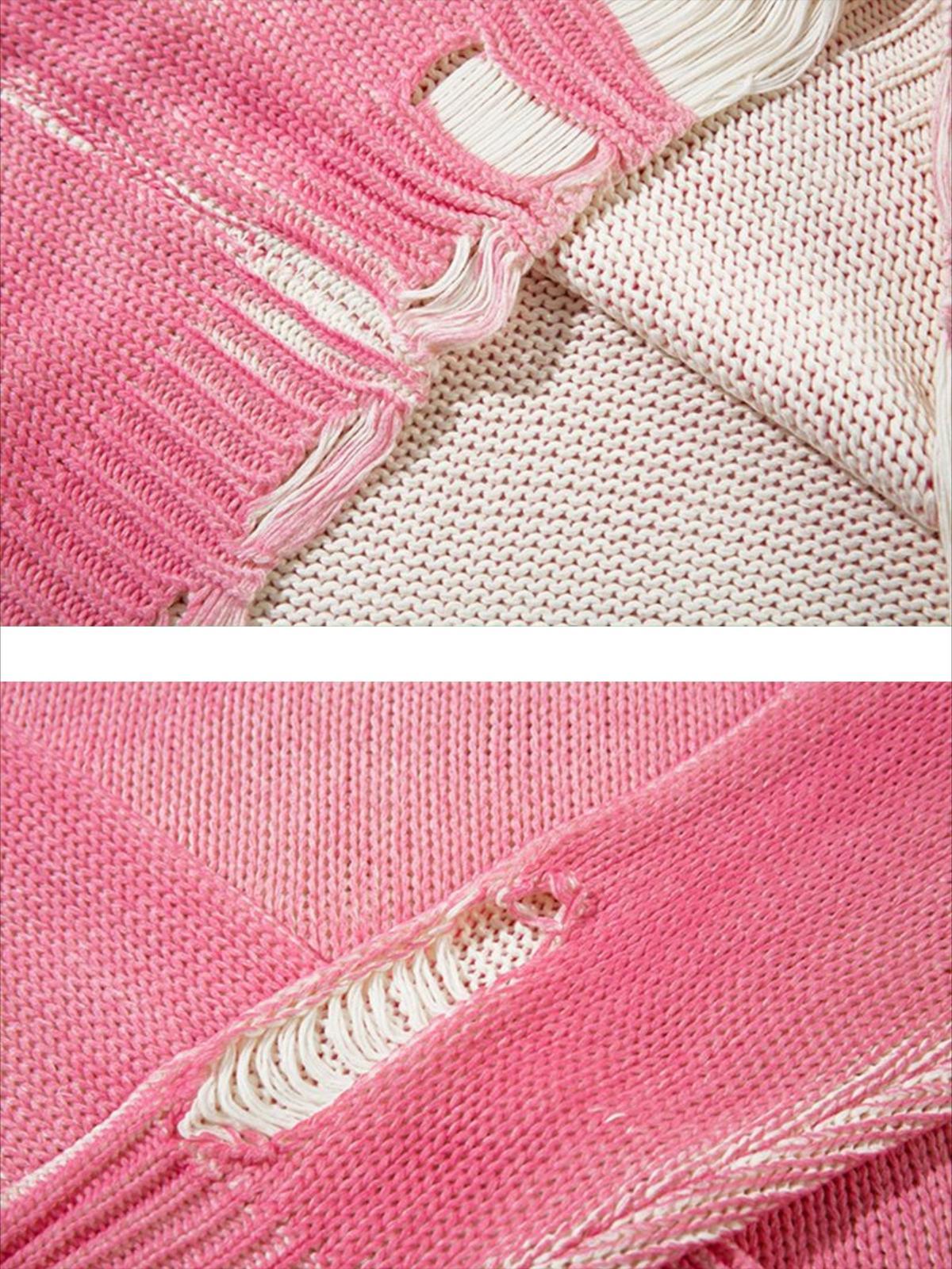 Concert Outfit Irregular Ripped Round Neck Sweater Concert Outfit Irregular Ripped Round Neck Sweater