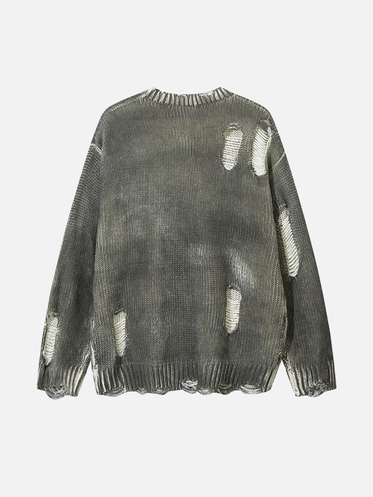 Concert Outfit Irregular Ripped Round Neck Sweater Concert Outfit Irregular Ripped Round Neck Sweater