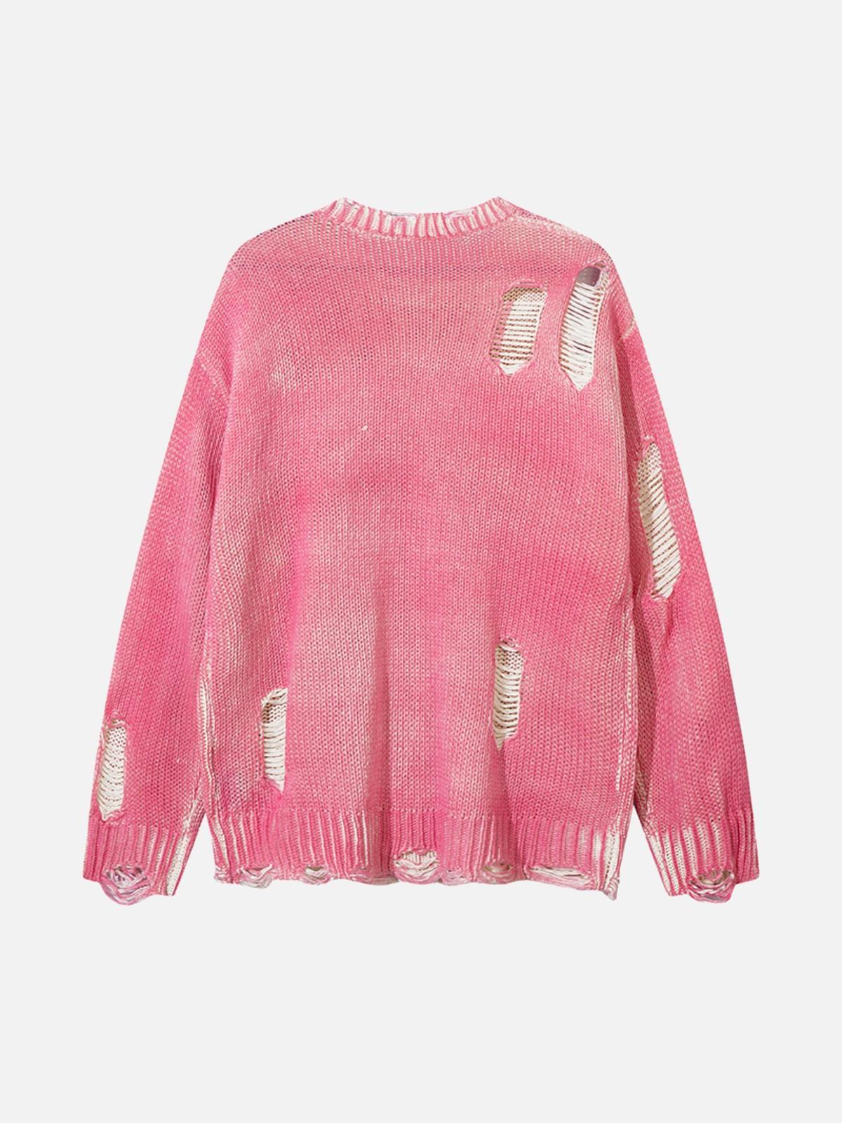 Concert Outfit Irregular Ripped Round Neck Sweater Concert Outfit Irregular Ripped Round Neck Sweater