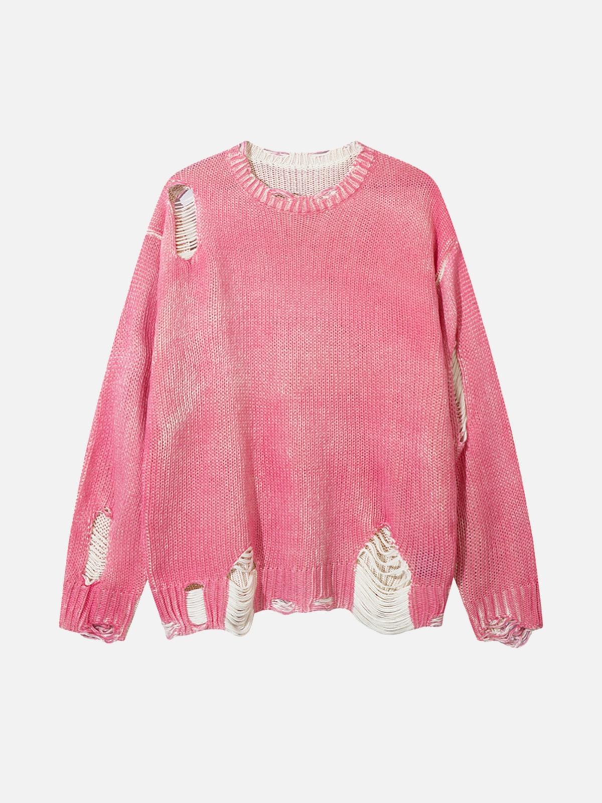 Concert Outfit Irregular Ripped Round Neck Sweater Concert Outfit Irregular Ripped Round Neck Sweater