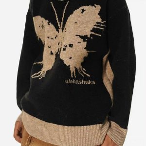 Concert Outfit Jacquard Butterfly Sweater