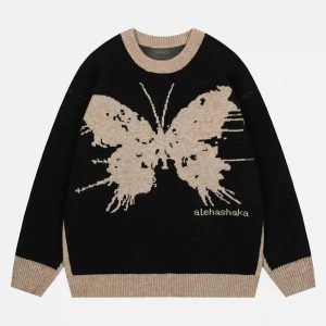 Concert Outfit Jacquard Butterfly Sweater