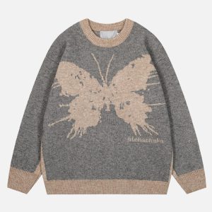 Concert Outfit Jacquard Butterfly Sweater