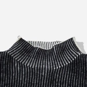 Concert Outfit Jacquard Half Turtleneck Knitted Sweater