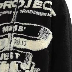 Concert Outfit Jacquard Stand Collar Sherpa  Jacket