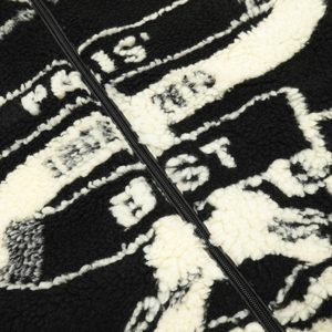 Concert Outfit Jacquard Stand Collar Sherpa  Jacket